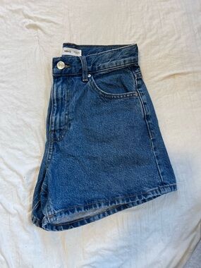 Mango Dark Blue Denim High-Rise shorts